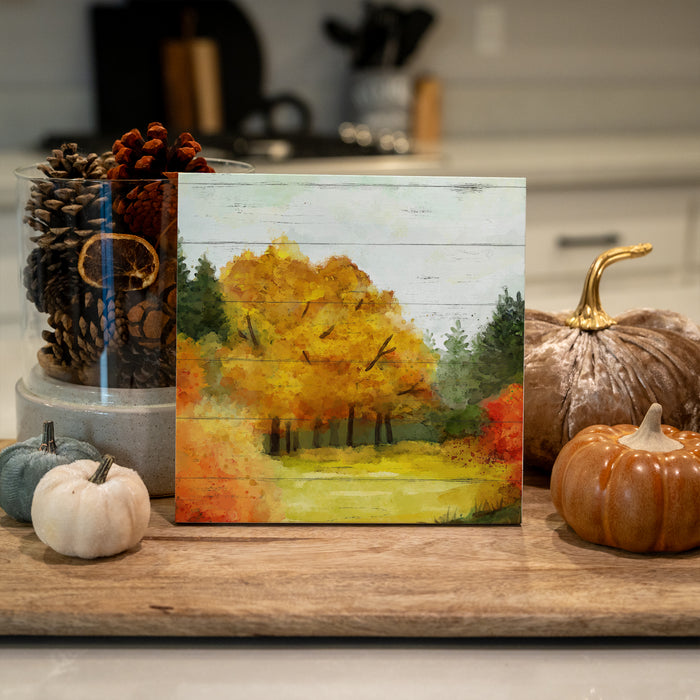 Autumn Landscape Wall Art Wood Sign - Fall Decor