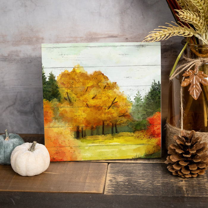 Autumn Landscape Wall Art Wood Sign - Fall Decor