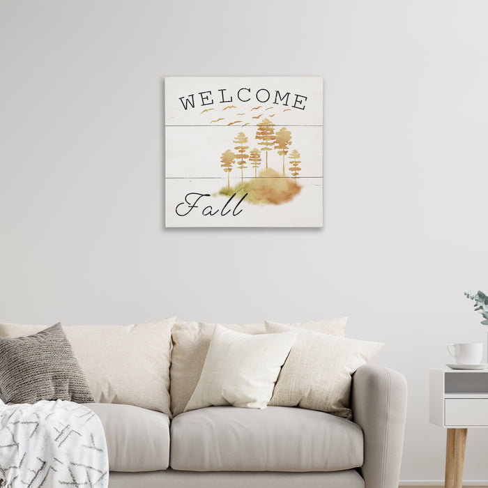 Welcome Fall Autumn Trees Wood Sign - Fall Decor