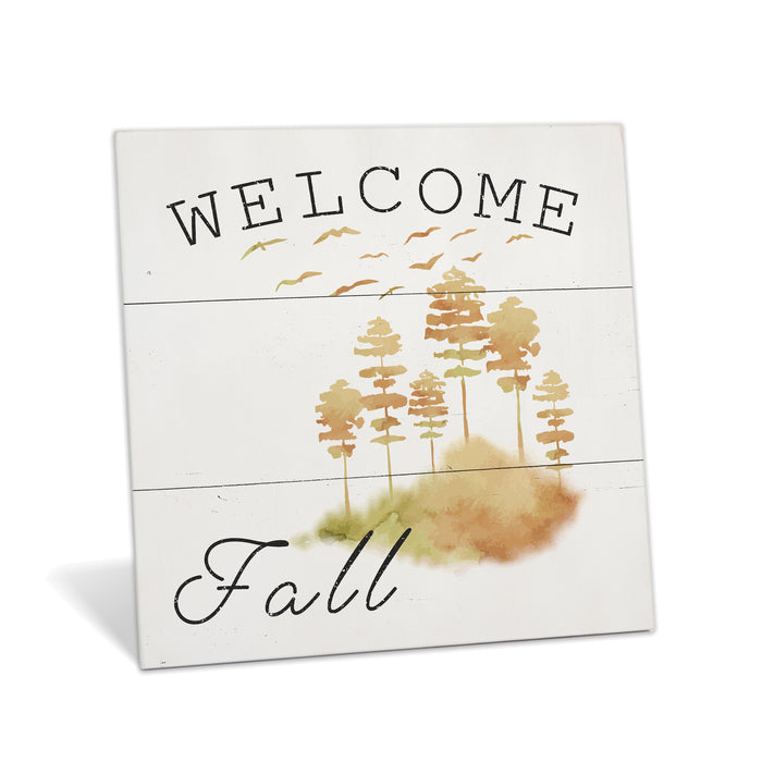 Welcome Fall Autumn Trees Wood Sign - Fall Decor