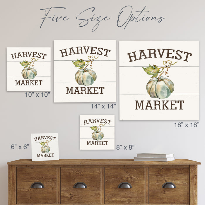 Harvest Market Green Pumpkin Wood Sign - Fall Decor