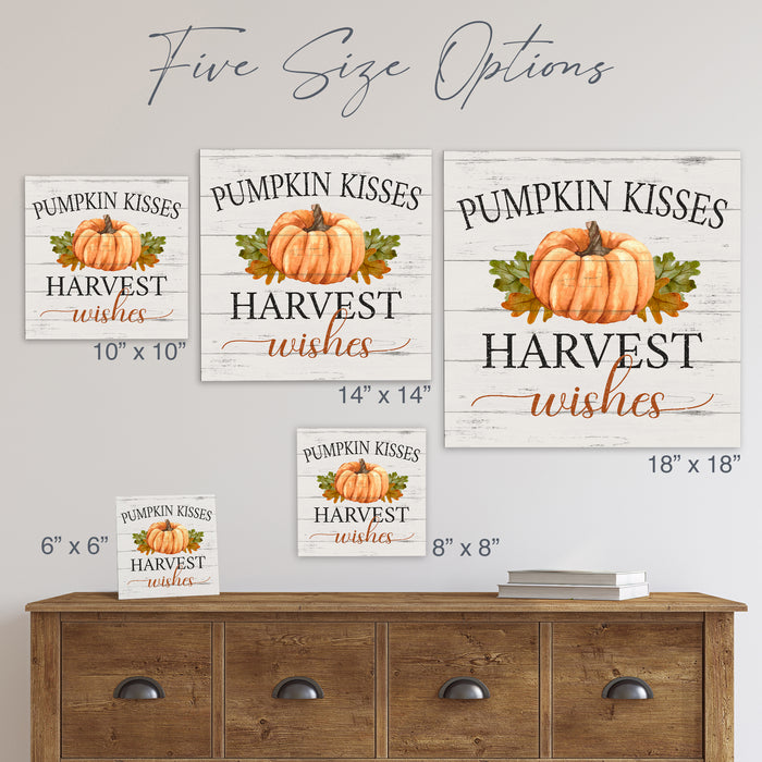 Pumpkin Kisses Harvest Wishes Wood Sign - Fall Decor