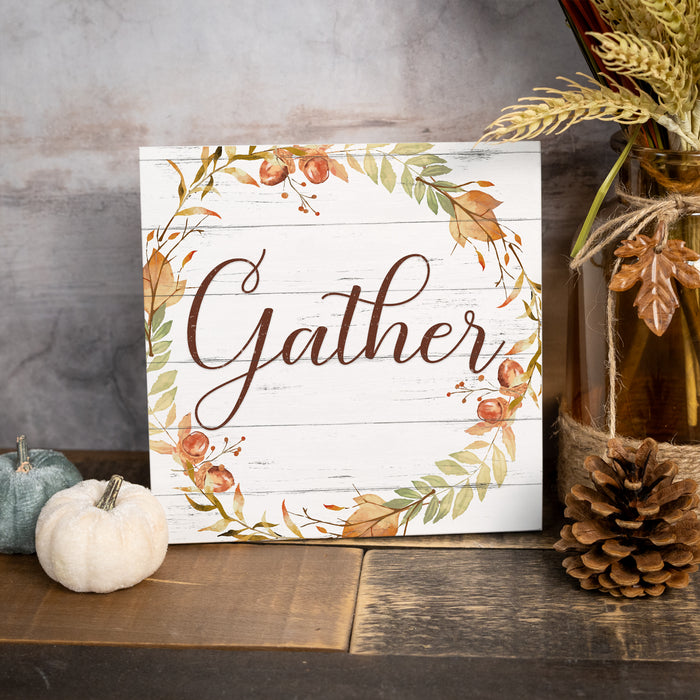 Gather Wreath Wood Sign - Fall Decor