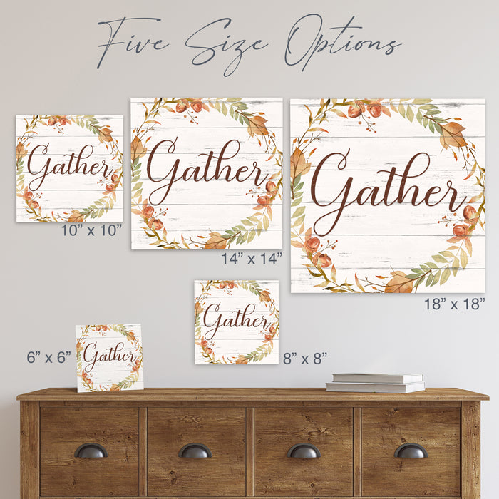 Gather Wreath Wood Sign - Fall Decor