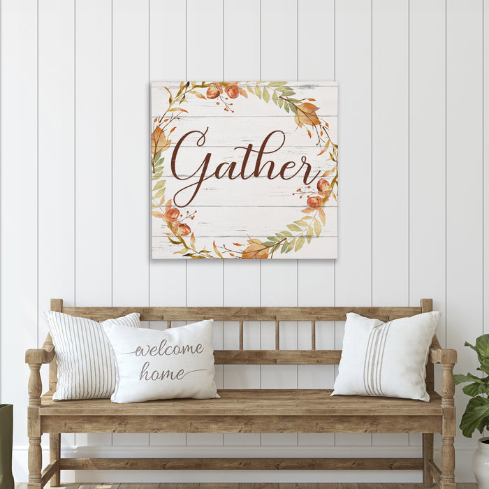 Gather Wreath Wood Sign - Fall Decor