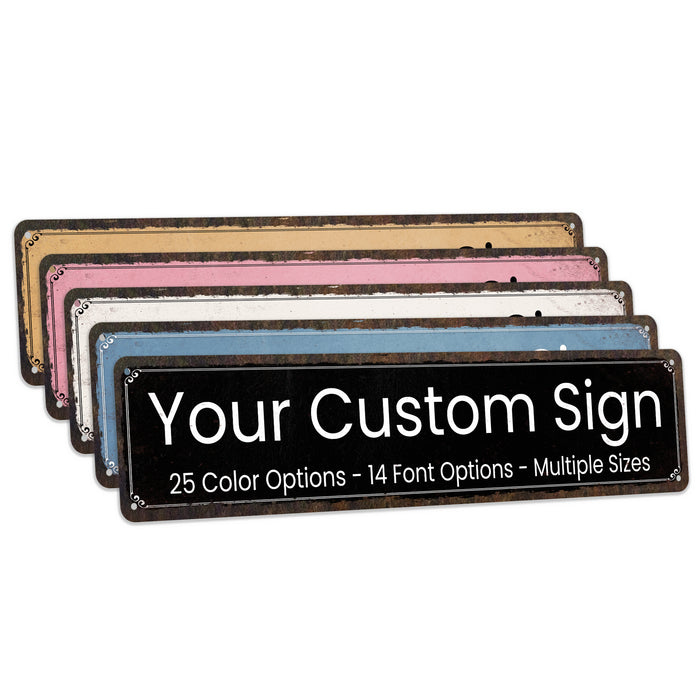 Custom Long Metal Sign Rustic – Personalized Name, Logo, Business or Bar Sign (3x12, 4x18, 6x24 - Horizontal)
