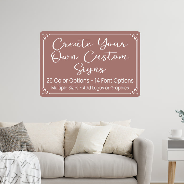 Custom Metal Sign – Personalized Name, Logo, Business or Bar Sign - Horizontal (4x6, 8x12, 12x18 & More Sizes)