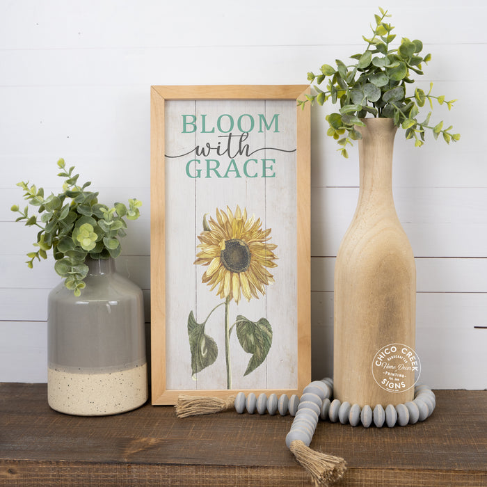Bloom With Grace Wood Framed Sign