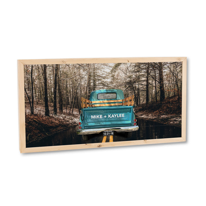 Personalized Family Name Rustic Truck Sign Framed Wood Classic Auto Stepside Truck F1-07140007008
