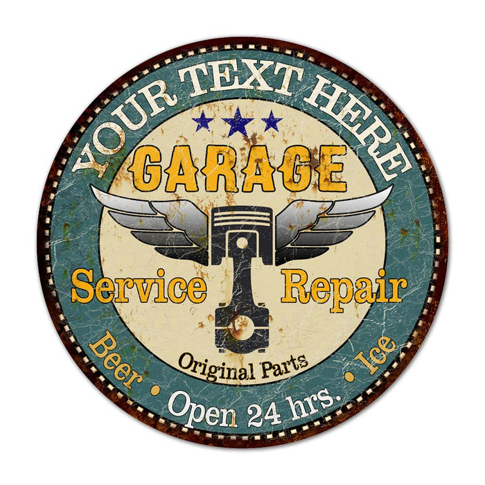 Personalized Garage 14" Round Metal Sign Man Cave Home Wall Decor 100140027001