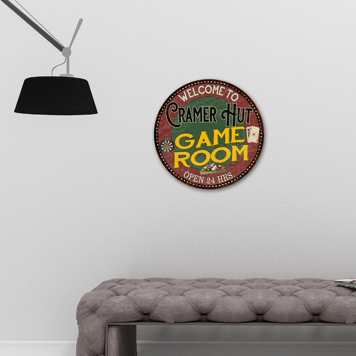 Personalized Game Room 14" Round Metal Sign Bar Red Wall Decor 100140032001