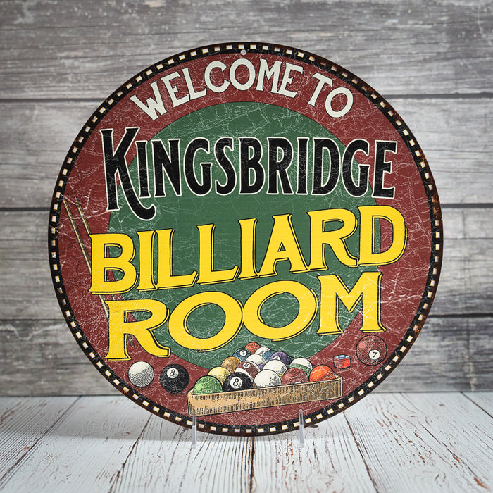 Personalized Billiard Room 14" Round Metal Sign Wall Decor 100140033001