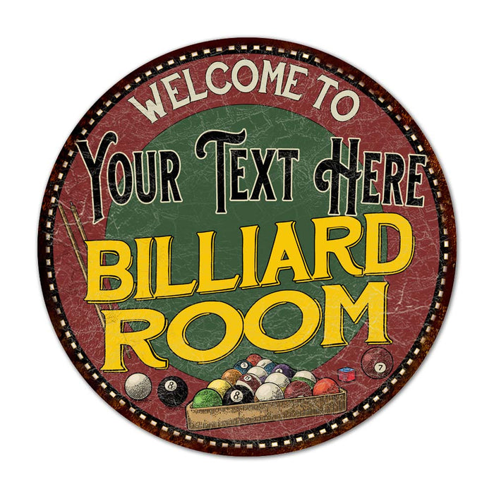 Personalized Billiard Room 14" Round Metal Sign Wall Decor 100140033001