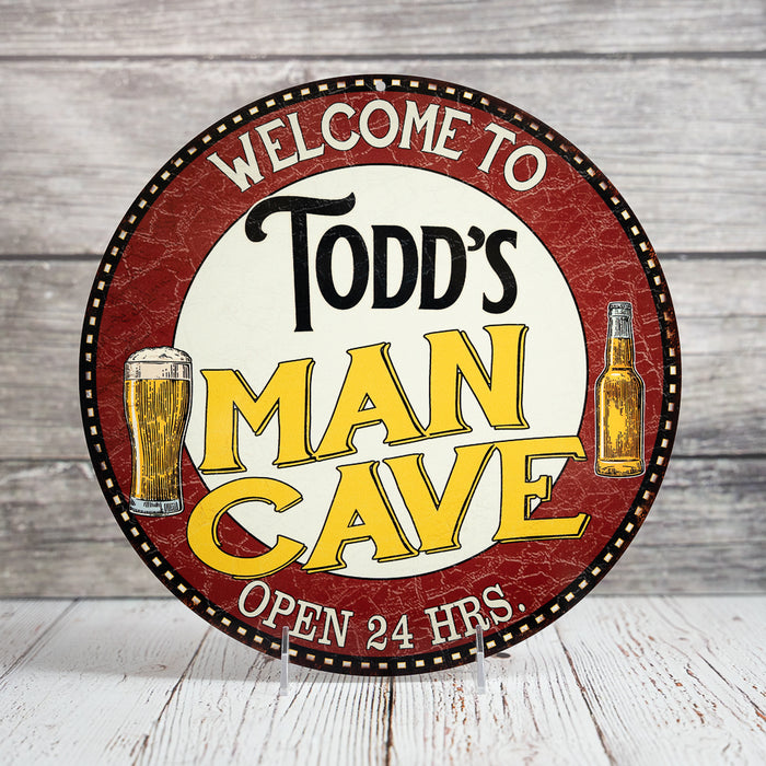 Personalized Man Cave 14" Round Metal Sign Bar Wall Decor 100140035001