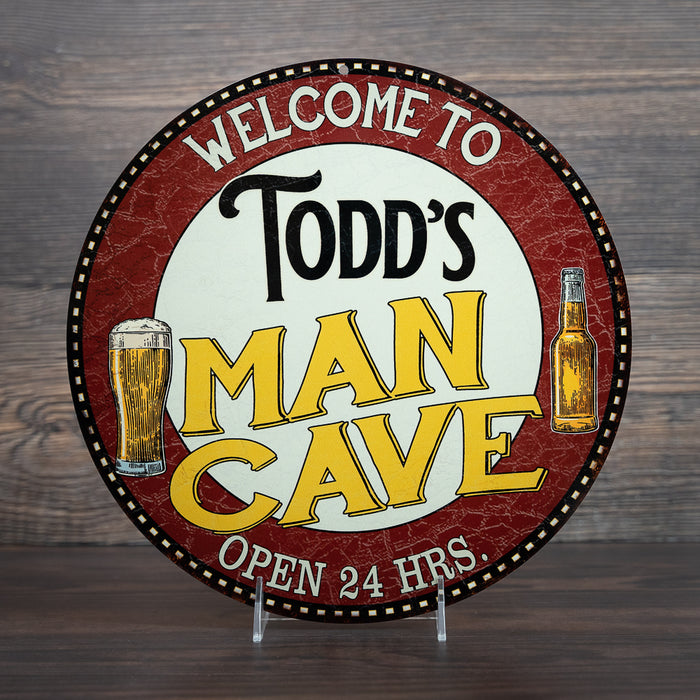 Personalized Man Cave 14" Round Metal Sign Bar Wall Decor 100140035001