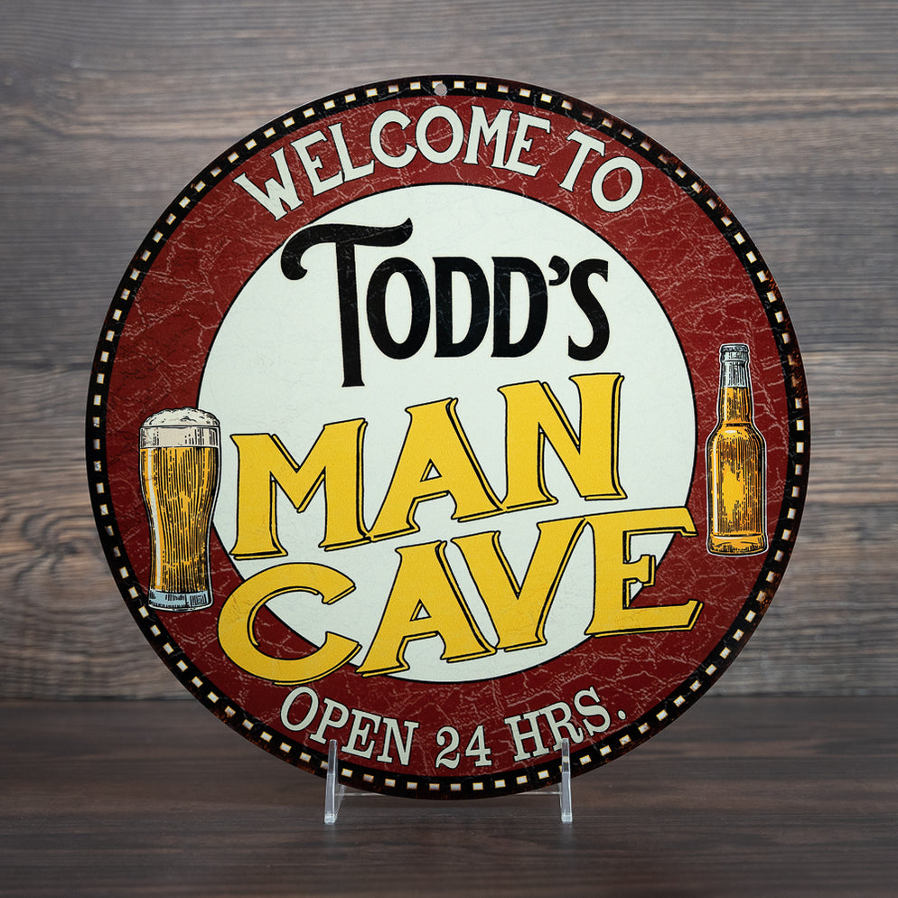 Personalized Man Cave 14" Round Metal Sign Bar Wall Decor 100140035001 ...
