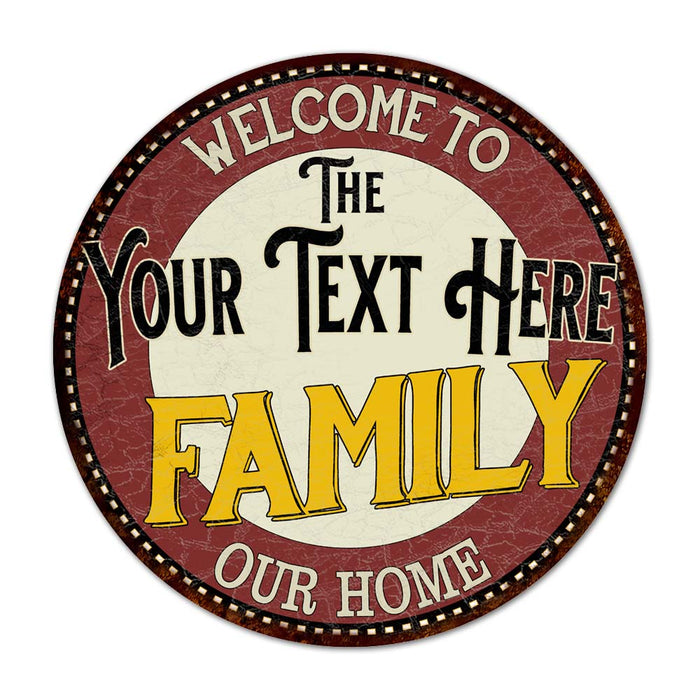 Personalized Family Name Round Metal Sign Kitchen Family Room Game Room Decor 100140038001