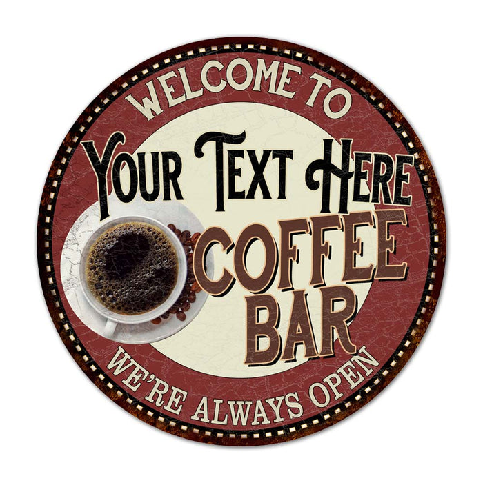 Personalized Coffee Bar Round Metal Sign Kitchen Room Wall Decor 100140041001