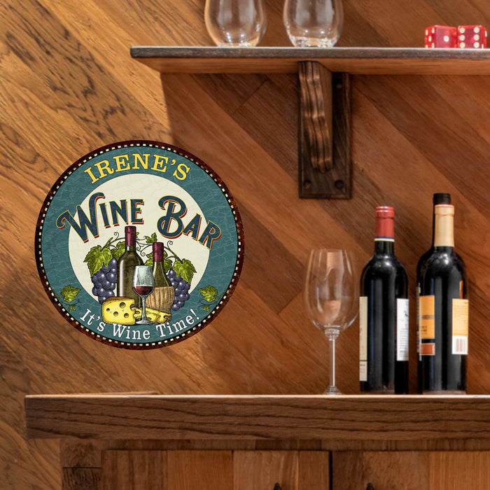 Personalized Wine Bar 14" Round Metal Sign Wall Decor 100140043001