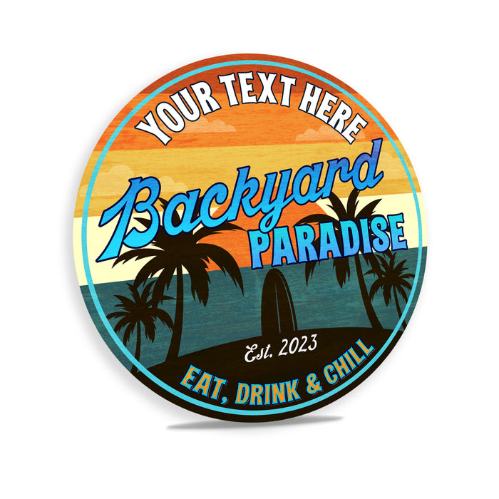 Personalized Backyard Paradise Sign Tropical Decor Pool Art Beach 100140050002