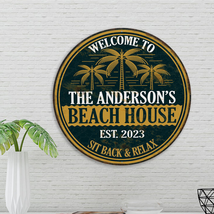 Personalized Beach House Sign Tropical Decor Pool Art Summer Surf 100140050003