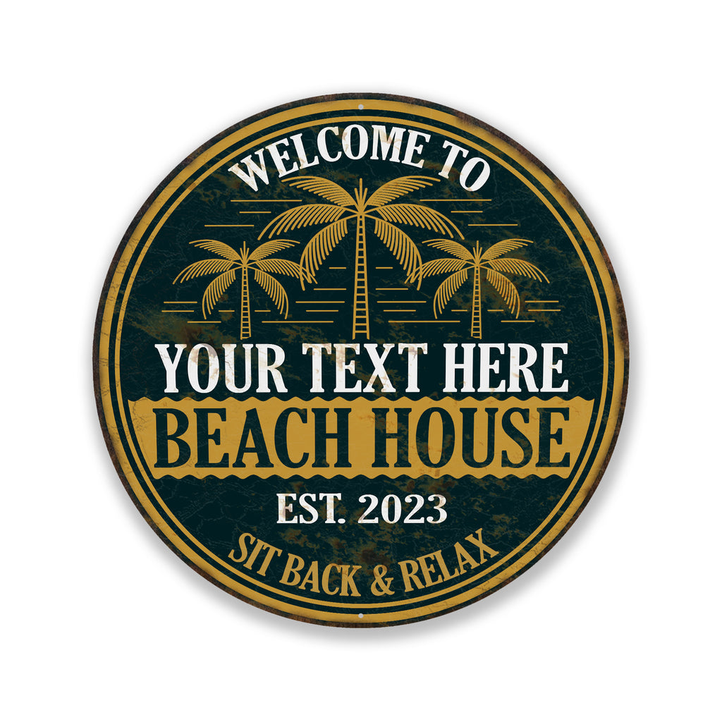 Personalized Beach House Sign Tropical Decor Pool Art Summer Surf