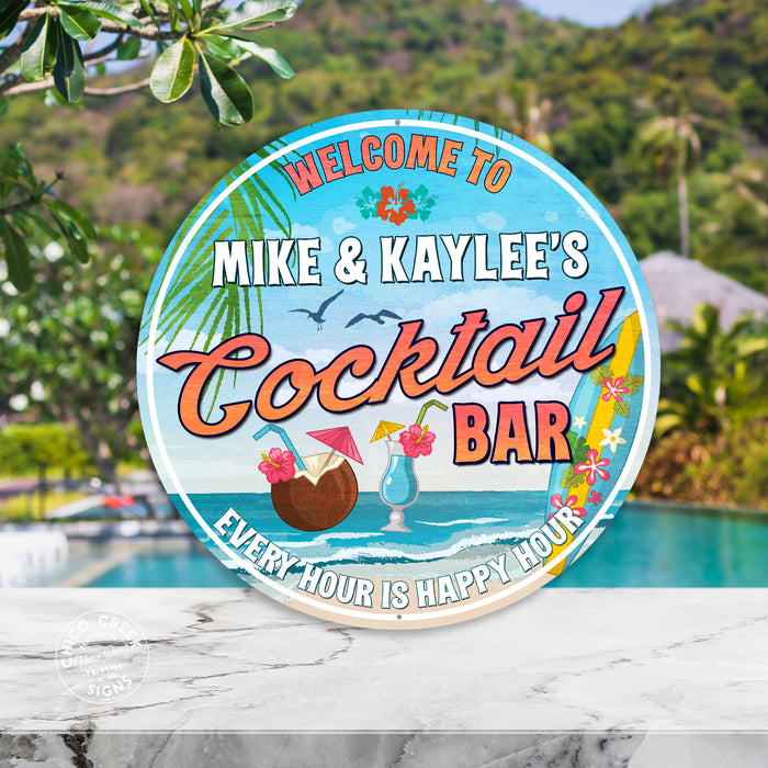 Personalized Cocktail Bar Sign Tropical Decor Pool Backyard Patio 100140050006
