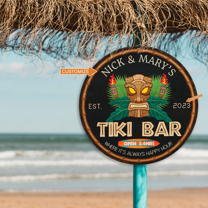 Personalized Tiki Bar Sign Tropical Decor Pool Porch Backyard Patio 100140050008