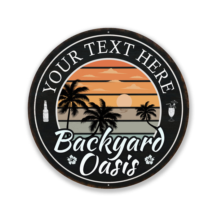 Personalized Backyard Oasis Sign Tropical Decor Pool Porch Patio 100140050009