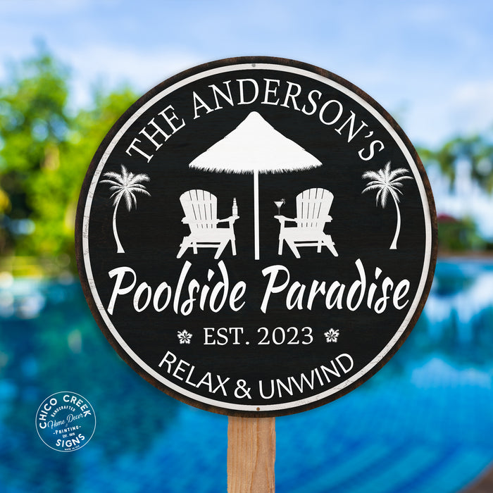 Personalized Poolside Paradise Sign Tropical Decor Hot Tub Relax 100140050011