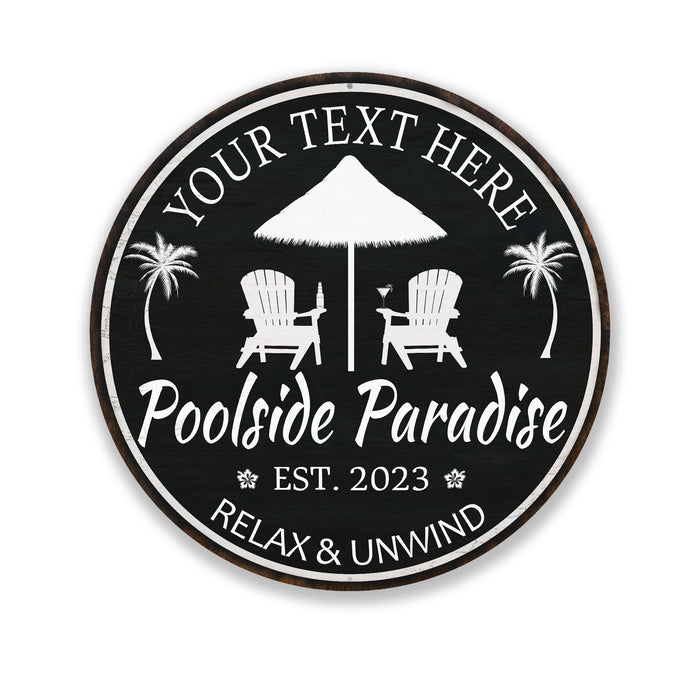 Personalized Poolside Paradise Sign Tropical Decor Hot Tub Relax 100140050011