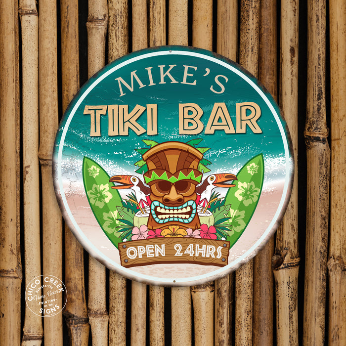 Personalized Tiki Bar Sign Tropical Decor Hot Tub Pool BBQ Home Bar 100140050012