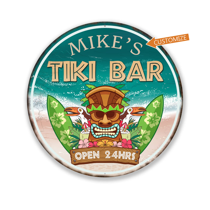 Personalized Tiki Bar Sign Tropical Decor Hot Tub Pool BBQ Home Bar 100140050012