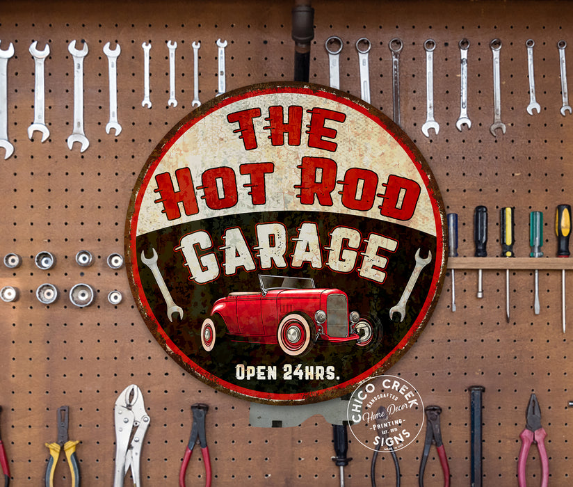Hot Rod Garage Sign Man Cave Shop Mechanic Auto Car Workshop Wall Decor 100142001006