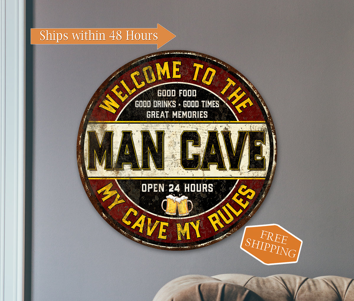 Welcome To The Man Cave Sign Shop Garage Workshop Den Wall Decor Dad G ...