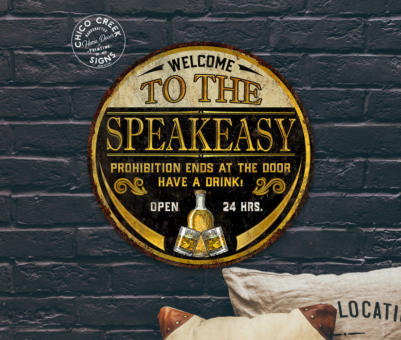 Welcome Speakeasy Sign Home Bar Den Whisky Beer Prohibition Wall Decor Vintage Sign Dad Gift 100142001011