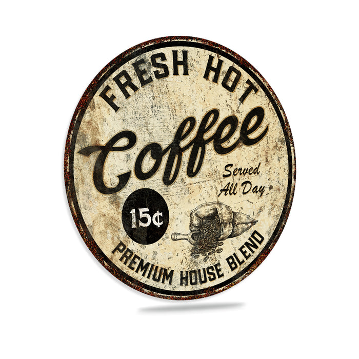 Fresh Hot Coffee Sign Coffee Bar Shop Cafe Java Wall Décor Custom Kitchen