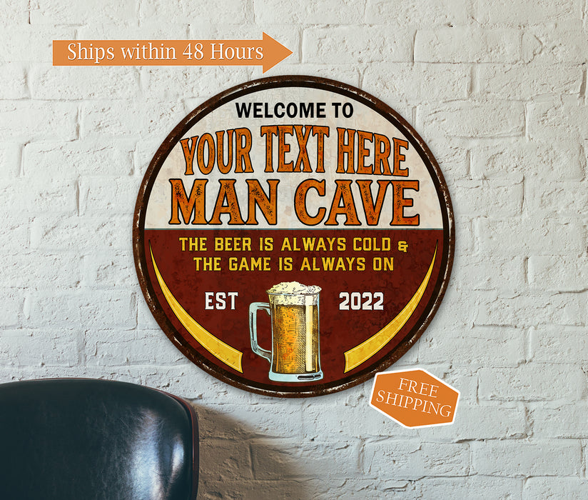 Personalized Man Cave Sign Garage Shop Football Home Bar Beer Wall Decor Dad Gift 100142002002