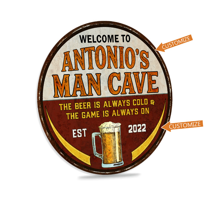 Personalized Man Cave Sign Garage Shop Football Home Bar Beer Wall Decor Dad Gift 100142002002