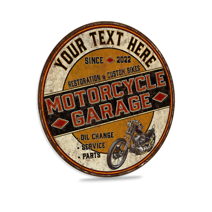 Personalized Motorcycle Garage Round Sign Bike Garage Shop Den Mechanic Chopper Dirt Steet Bike Dad Gift 100142002006
