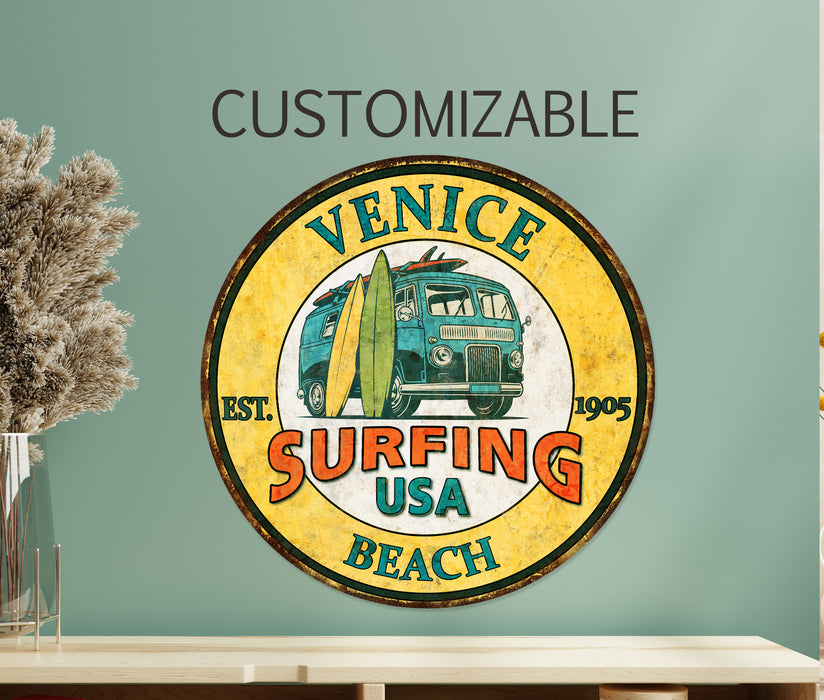 Custom Surfing Sign Personalized Beach Theme Sign Wall Art