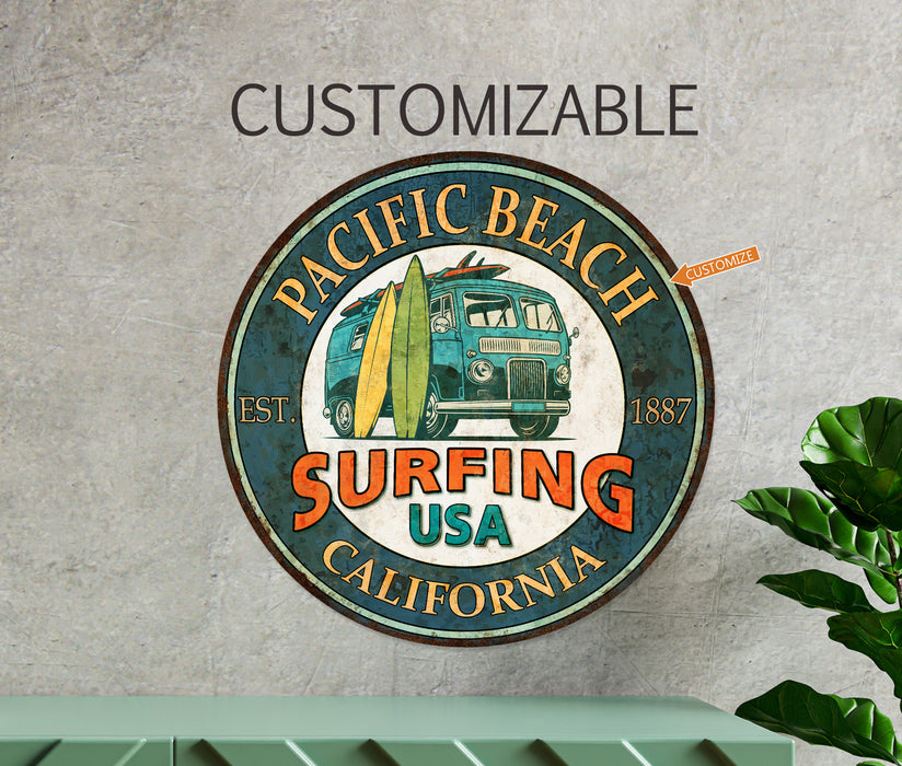 Custom Surfing Sign Personalized Beach Sign Wall Art