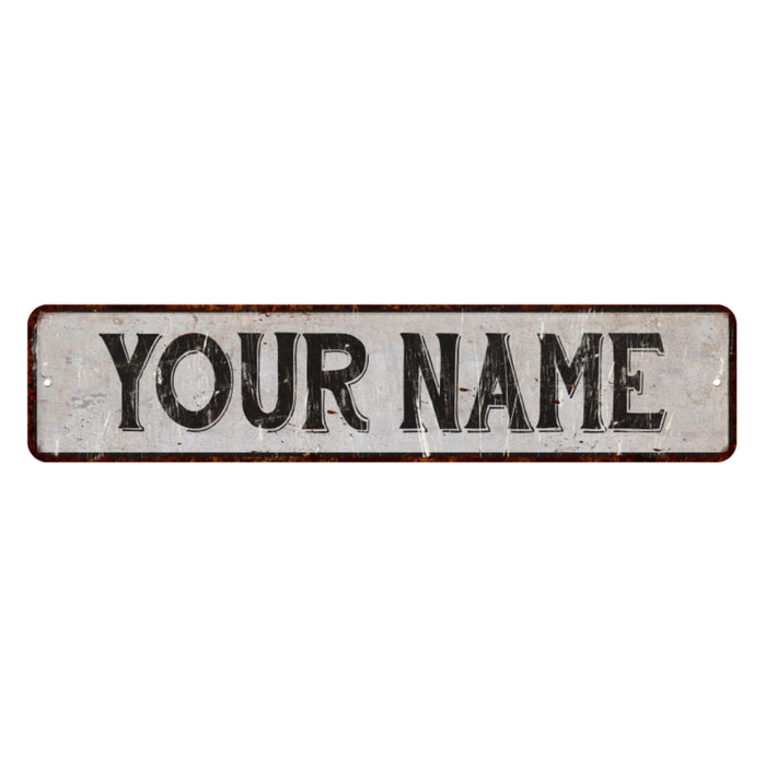 Personalized Black on White Rustic Sign 4x18 104180010001