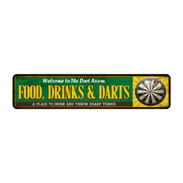 Food Drinks Darts Dart Room Family Game Room Metal Sign