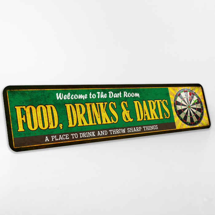 Food Drinks Darts Dart Room Family Game Room Metal Sign