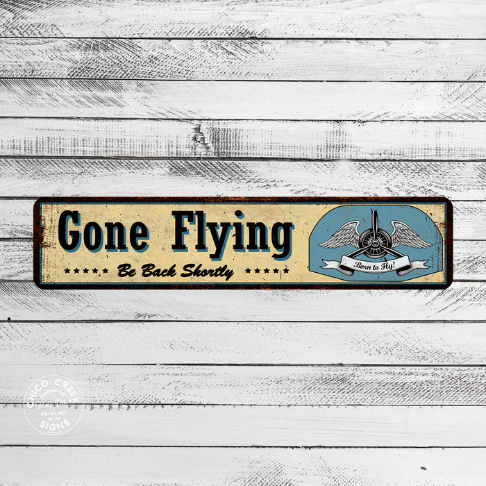 Gone Flying Airplane Metal Sign