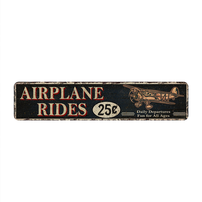 Airplane Rides 25 Cents Metal Sign