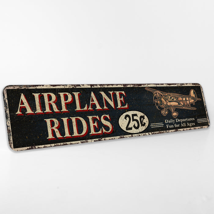 Airplane Rides 25 Cents Metal Sign