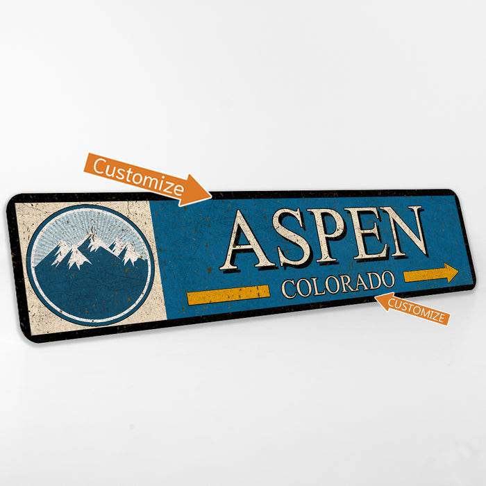 Personalized City State Mountain Ski Sign 104182002017