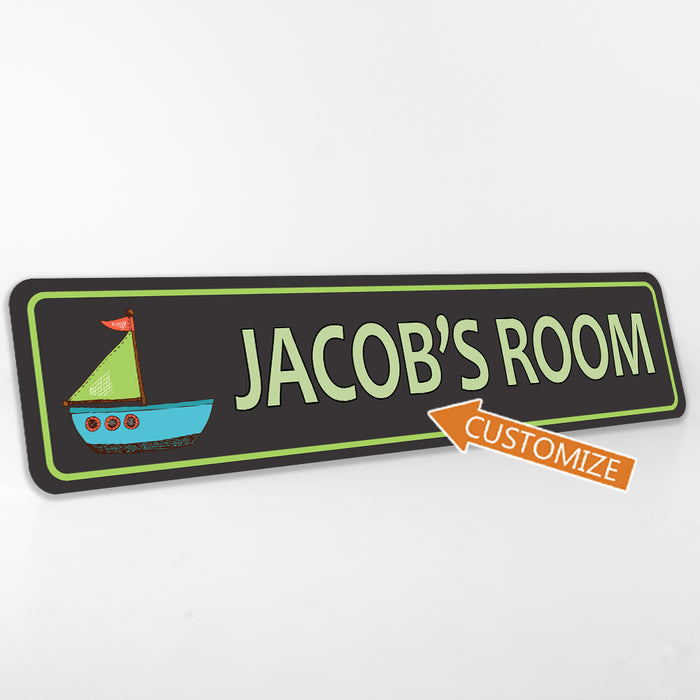 Personalized Boy's Room Decor Kid Door Metal Sign Sailboat 104182002028
